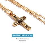Cruz del Buen Pastor Bañada en Oro 18 Kilates (x2) Grande + Mediano