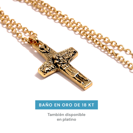 Cruz del Buen Pastor Bañada en Oro 18 Kilates (x2) - Tamaño Mediano