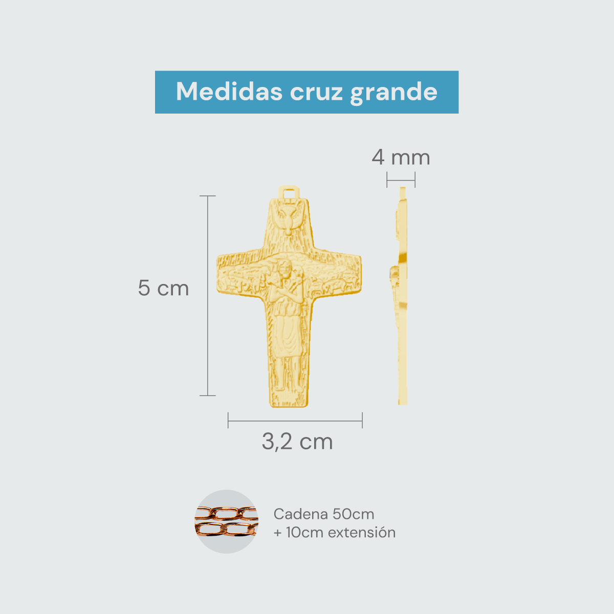 Cruz del Buen Pastor Bañada en Oro 18 Kilates