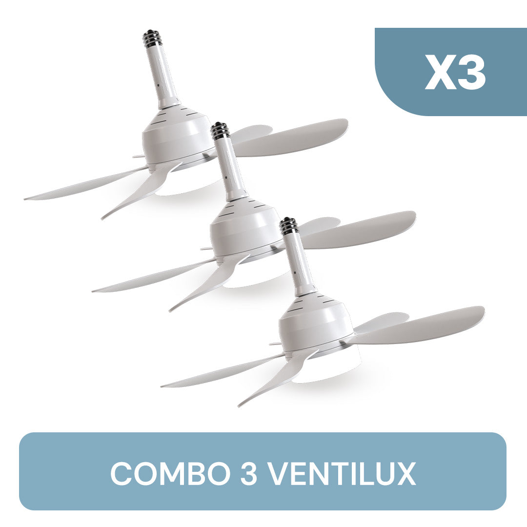 Ventilador de techo con luz Ventilux fácil instalación cero ruido 3 Pack