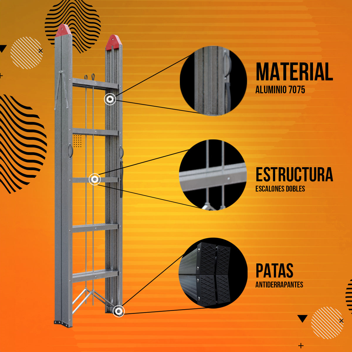 SKYFULL Escalera de Aluminio Doble Plegable Portátil Reforzada