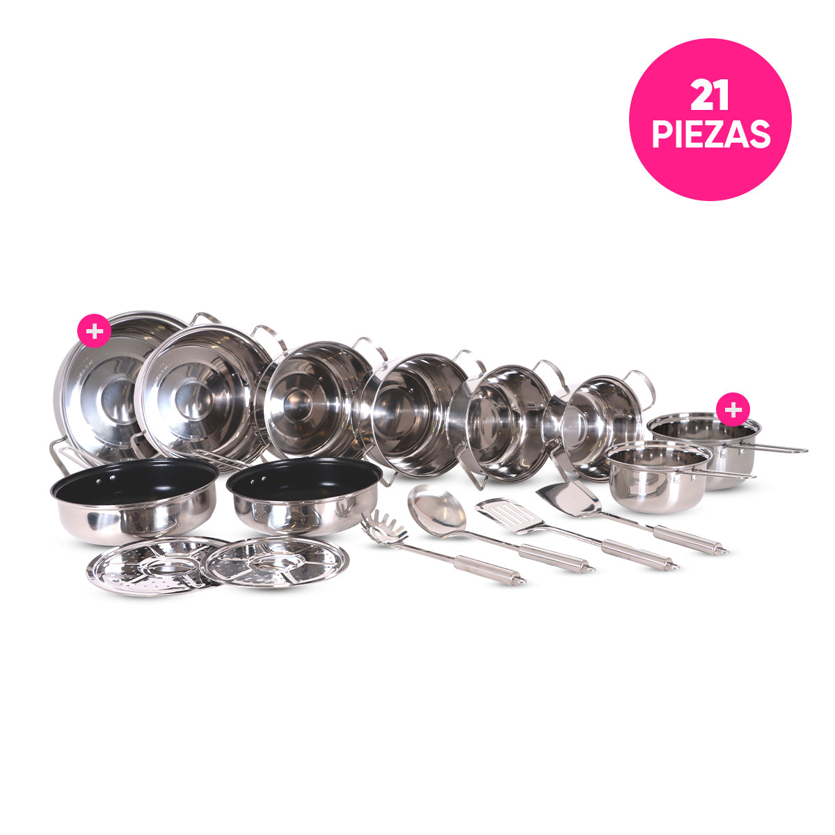 Batería de Cocina Sofia Inox Acero Inoxidable 21 Piezas