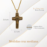 Cruz del Buen Pastor Bañada en Oro 18 Kilates (x2) - Tamaño Mediano