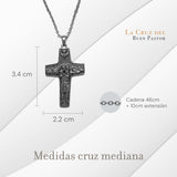 Cruz del Buen Pastor Bañada en Platino (x2) - Tamaño Mediano