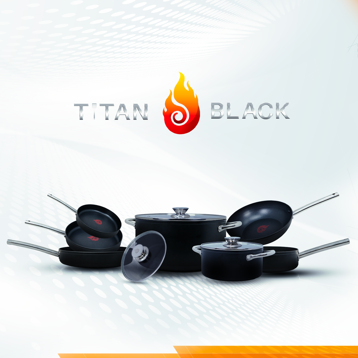 TITAN BLACK: Batería de cocina elaborada con titanio, 10 piezas de alta gama