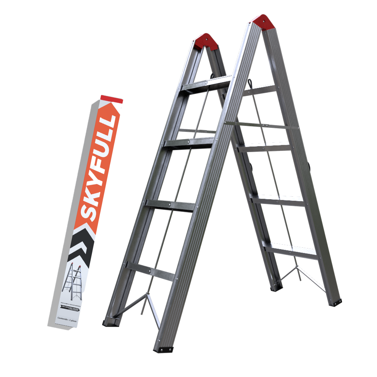 SKYFULL Escalera de Aluminio Doble Plegable Portátil Reforzada